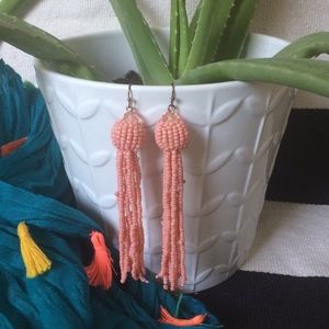 Pink Beaded Statement Earrings